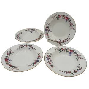 Vintage Soup Bowls by Wedgwood in Devon Sprays Bone China Set of 4